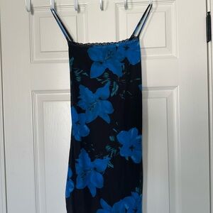 Floral Slip Dress with Blue Flowers
